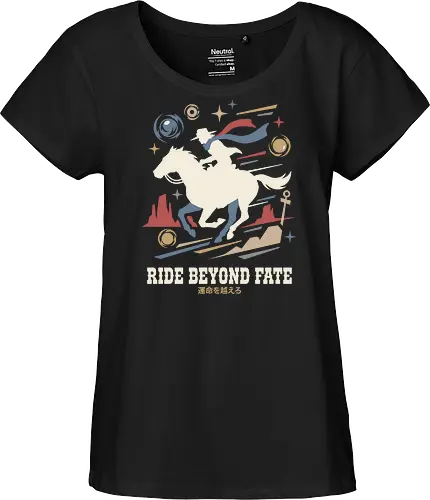 Ride Beyond Fate - Jojo Steel Ball Run shirt, Gyro Zeppeli graphic tee, anime cowboy apparel, golden spin streetwear, manga horse rider design, retro anime western clothing, ride beyond fate shirt, aesthetic otaku fashion, JJBA part 7 merch, Japanese text desert graphic - Fairtrade Girl Shirt