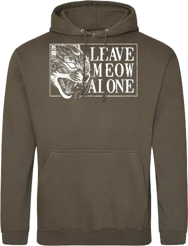 Leave Meow Alone - baphomet, satanic cat, neko, cat, death cat, skull cat, metal cat, death metal, deathcore, black metal, aesthetic, japan, introvert, alone, anti social, black and white, streetwear, macabre, satanic, goth, goth cat, gothic, dark art, metal logo, black metal logo, deathcore font, occult, underground, black work, rebel cat, witchcraft, halloween, dark magic, lucifer, demon, hell, devil - Standard Hoodie
