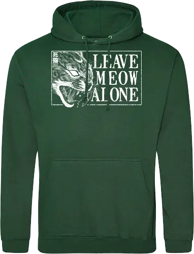 Leave Meow Alone - baphomet, satanic cat, neko, cat, death cat, skull cat, metal cat, death metal, deathcore, black metal, aesthetic, japan, introvert, alone, anti social, black and white, streetwear, macabre, satanic, goth, goth cat, gothic, dark art, metal logo, black metal logo, deathcore font, occult, underground, black work, rebel cat, witchcraft, halloween, dark magic, lucifer, demon, hell, devil - Standard Hoodie