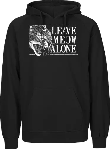 Leave Meow Alone - baphomet, satanic cat, neko, cat, death cat, skull cat, metal cat, death metal, deathcore, black metal, aesthetic, japan, introvert, alone, anti social, black and white, streetwear, macabre, satanic, goth, goth cat, gothic, dark art, metal logo, black metal logo, deathcore font, occult, underground, black work, rebel cat, witchcraft, halloween, dark magic, lucifer, demon, hell, devil - Fairtrade Hoodie