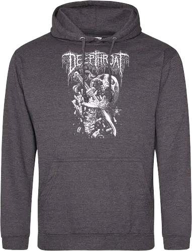 Deep Throat - skull, katana, zombie skeleton, drawing, hand drawing, black craft, dark magic, macabre, goth, gothic, dark art, black work, demon, spirit, evil, satan, Black and White, macabre, haunted, horror, dark magic, metal artwork, street style, streetwear, halloween, katana, deep throat, dirty mind, zombie, metal logo, pentagram, baphomet, lucifer, lilith, astaroth - Standard Hoodie