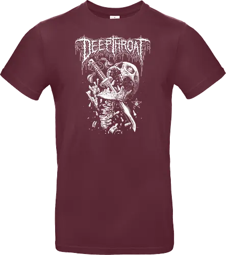 Deep Throat - skull, katana, zombie skeleton, drawing, hand drawing, black craft, dark magic, macabre, goth, gothic, dark art, black work, demon, spirit, evil, satan, Black and White, macabre, haunted, horror, dark magic, metal artwork, street style, streetwear, halloween, katana, deep throat, dirty mind, zombie, metal logo, pentagram, baphomet, lucifer, lilith, astaroth - Standard T-Shirt