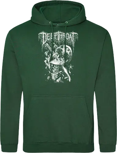 Deep Throat - skull, katana, zombie skeleton, drawing, hand drawing, black craft, dark magic, macabre, goth, gothic, dark art, black work, demon, spirit, evil, satan, Black and White, macabre, haunted, horror, dark magic, metal artwork, street style, streetwear, halloween, katana, deep throat, dirty mind, zombie, metal logo, pentagram, baphomet, lucifer, lilith, astaroth - Standard Hoodie
