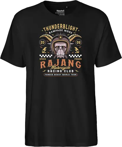 Rajang Motoclub - pukei pukei, monster, hunter, monster world, gamer, gaming, video games, iceborne, palico, wyvern, felyne, monster rise, monster wilds, furious rajang - Fairtrade T-Shirt