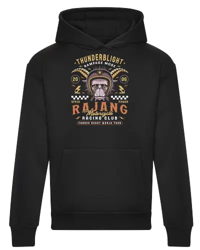Rajang Motoclub - pukei pukei, monster, hunter, monster world, gamer, gaming, video games, iceborne, palico, wyvern, felyne, monster rise, monster wilds, furious rajang - Heavyweight Hoodie