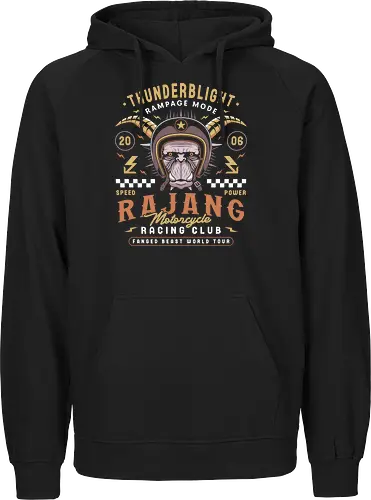 Rajang Motoclub - pukei pukei, monster, hunter, monster world, gamer, gaming, video games, iceborne, palico, wyvern, felyne, monster rise, monster wilds, furious rajang - Fairtrade Hoodie