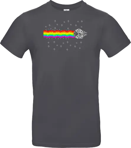 Nyan falcon - 8-bit, Space Opera, nyan cat, scifi, funny, millenium space ship, movie, fun, memes - Standard T-Shirt