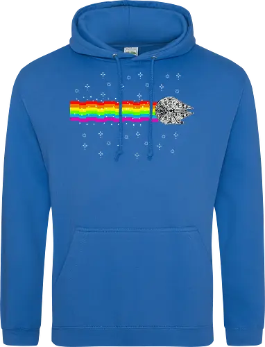 Nyan falcon - 8-bit, Space Opera, nyan cat, scifi, funny, millenium space ship, movie, fun, memes - Standard Hoodie