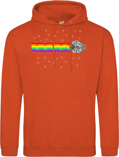 Nyan falcon - 8-bit, Space Opera, nyan cat, scifi, funny, millenium space ship, movie, fun, memes - Standard Hoodie