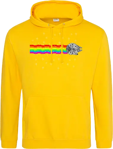 Nyan falcon - 8-bit, Space Opera, nyan cat, scifi, funny, millenium space ship, movie, fun, memes - Standard Hoodie