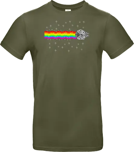 Nyan falcon - 8-bit, Space Opera, nyan cat, scifi, funny, millenium space ship, movie, fun, memes - Standard T-Shirt