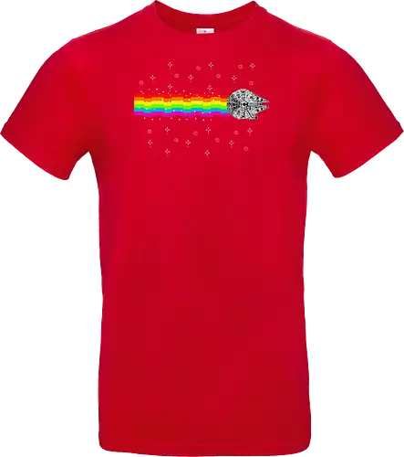 Nyan falcon - 8-bit, Space Opera, nyan cat, scifi, funny, millenium space ship, movie, fun, memes - Standard T-Shirt