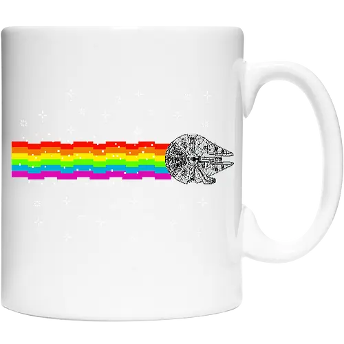 Nyan falcon - 8-bit, Space Opera, nyan cat, scifi, funny, millenium space ship, movie, fun, memes - Cup