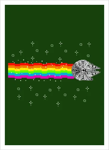 Nyan falcon - 8-bit, Space Opera, nyan cat, scifi, funny, millenium space ship, movie, fun, memes - Artprint