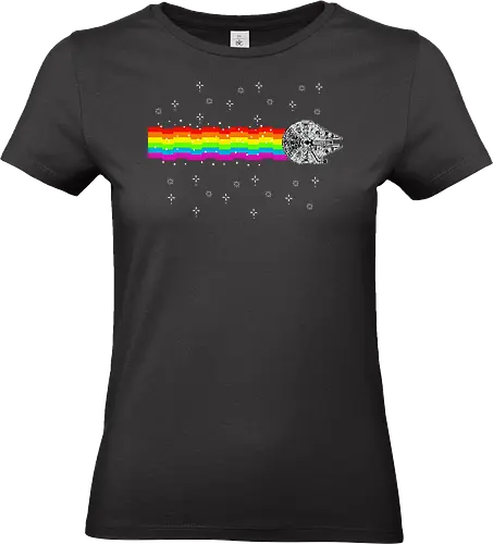 Nyan falcon - 8-bit, Space Opera, nyan cat, scifi, funny, millenium space ship, movie, fun, memes - Standard T-Shirt (Women)