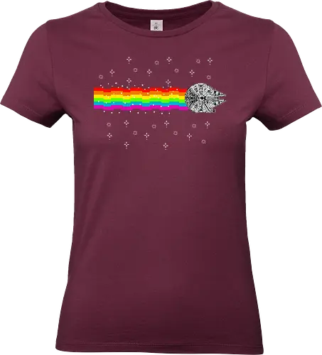 Nyan falcon - 8-bit, Space Opera, nyan cat, scifi, funny, millenium space ship, movie, fun, memes - Standard T-Shirt (Women)