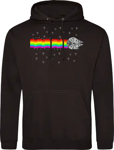 Nyan falcon - 8-bit, Space Opera, nyan cat, scifi, funny, millenium space ship, movie, fun, memes - Standard Hoodie