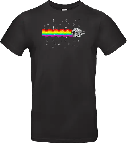 Nyan falcon - 8-bit, Space Opera, nyan cat, scifi, funny, millenium space ship, movie, fun, memes - Standard T-Shirt