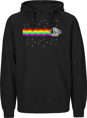 Nyan falcon - 8-bit, Space Opera, nyan cat, scifi, funny, millenium space ship, movie, fun, memes - Fairtrade Hoodie