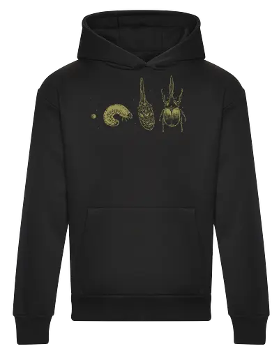 Beetle Life Cycle - hercules beetle, beetle, life cycle, dynastid beetle, dynastes hercules, rhinoceros beetle, scientific illustration, metamorphosis, entomology, exotic insect, illustration, insects, animal, nature, xmorfina - Heavyweight Hoodie