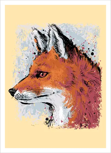 Red Fox Side Profile Painting - fox, painting, red fox, fox lover, watercolor, side profile, autumn, fall, winter, animal, nature, xmorfina - Artprint