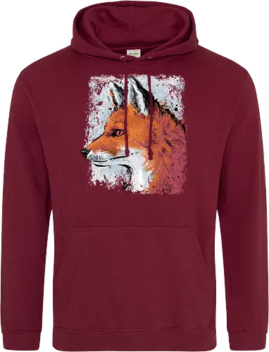 Red Fox Side Profile Painting - fox, painting, red fox, fox lover, watercolor, side profile, autumn, fall, winter, animal, nature, xmorfina - Standard Hoodie