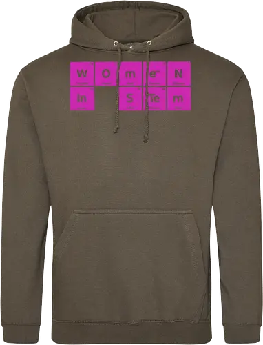Women in STEM Periodic Table - women in stem, stem, steminist, periodic table, science, woman, girl, technology, engineering, maths, power, text, pink, love, xmorfina - Standard Hoodie