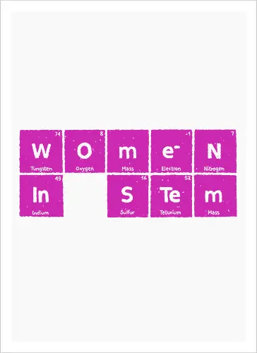 Women in STEM Periodic Table - women in stem, stem, steminist, periodic table, science, woman, girl, technology, engineering, maths, power, text, pink, love, xmorfina - Artprint