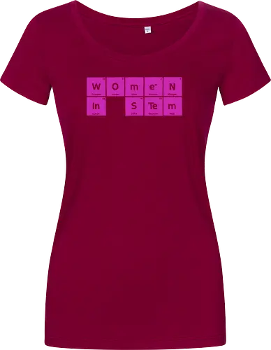 Women in STEM Periodic Table - women in stem, stem, steminist, periodic table, science, woman, girl, technology, engineering, maths, power, text, pink, love, xmorfina - Women T-Shirt