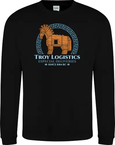 Troy Logistics - the odyssey, book lover, books, bookworm, funny, geek, greek mythology, movies, nerd, nostalgia, odysseus, parody, retro, trojan horse, vintage - Sweatshirt