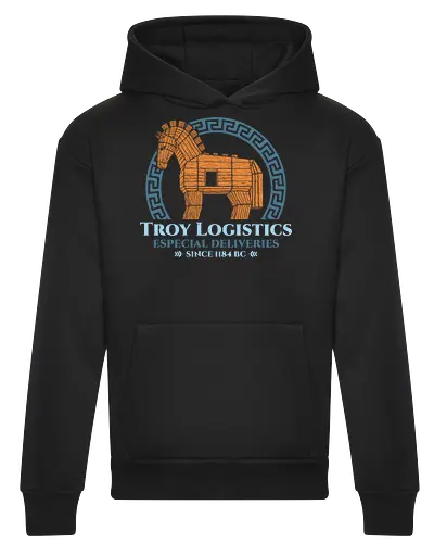 Troy Logistics - the odyssey, book lover, books, bookworm, funny, geek, greek mythology, movies, nerd, nostalgia, odysseus, parody, retro, trojan horse, vintage - Heavyweight Hoodie