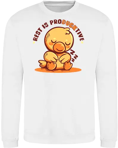 Rest is ProDUCKtive - Ente, produktiv, Schlaf, rest is productive, sleepy duck, sleeping duck, cute duck, productivity, self care, cozy duck, introvert humor, burnout, mental health, tired but trying, resting, duck meme shirt, cozy, relaxing vibes - Sweatshirt