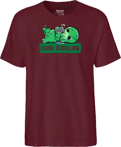 Doom Scrolling - Handy, scrollen, entspannen, doom scrolling, eldritch, tentacle monster, cosmic creature, phone addiction, internet humor, tired meme, funny monster, scroll meme, relatable humor, funny creature, social media, exhausted humor, cute monster, late night scroll - Fairtrade T-Shirt