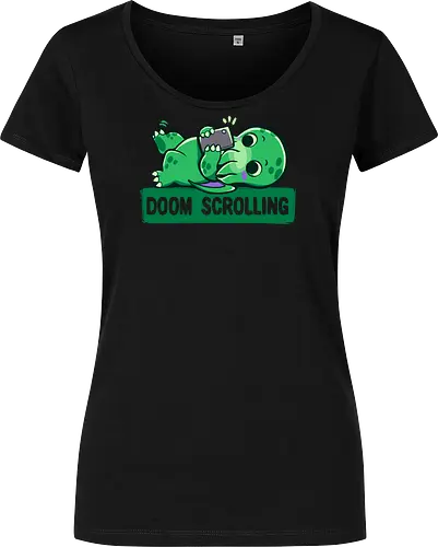 Doom Scrolling - Handy, scrollen, entspannen, doom scrolling, eldritch, tentacle monster, cosmic creature, phone addiction, internet humor, tired meme, funny monster, scroll meme, relatable humor, funny creature, social media, exhausted humor, cute monster, late night scroll - Women T-Shirt