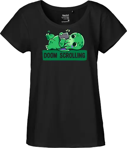 Doom Scrolling - Handy, scrollen, entspannen, doom scrolling, eldritch, tentacle monster, cosmic creature, phone addiction, internet humor, tired meme, funny monster, scroll meme, relatable humor, funny creature, social media, exhausted humor, cute monster, late night scroll - Fairtrade Girl Shirt