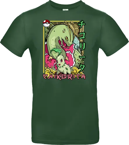 Johto Gras Pocket Duo - Lebendige Traditionelle Japanische Kunst - Johto Gras Pokemon Kunst, Pokemon Entwicklungs Duo, japanische Pokemon Kunst, Ukiyo-e Pokemon Druck, orientalisches Pokemon Design, Starter Pokemon Shirt, lebendige japanische Kunst, traditioneller Pokemon Druck, Gras Pokemon Design, Otaku Pokemon Shirt, Kanji Pokemon Kunst, exklusiver Geek Pokemon Druck, Gen Zwei Pokemon Design, Premium japanische Pokemon Kunst, Nerd Pokemon Shirt - Standard T-Shirt