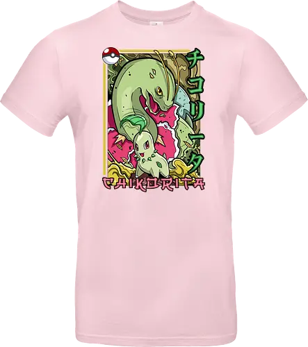 Johto Gras Pocket Duo - Lebendige Traditionelle Japanische Kunst - Johto Gras Pokemon Kunst, Pokemon Entwicklungs Duo, japanische Pokemon Kunst, Ukiyo-e Pokemon Druck, orientalisches Pokemon Design, Starter Pokemon Shirt, lebendige japanische Kunst, traditioneller Pokemon Druck, Gras Pokemon Design, Otaku Pokemon Shirt, Kanji Pokemon Kunst, exklusiver Geek Pokemon Druck, Gen Zwei Pokemon Design, Premium japanische Pokemon Kunst, Nerd Pokemon Shirt - Standard T-Shirt