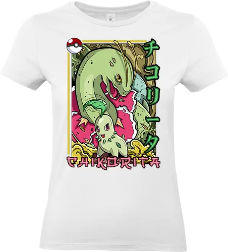 Johto Gras Pocket Duo - Lebendige Traditionelle Japanische Kunst - Johto Gras Pokemon Kunst, Pokemon Entwicklungs Duo, japanische Pokemon Kunst, Ukiyo-e Pokemon Druck, orientalisches Pokemon Design, Starter Pokemon Shirt, lebendige japanische Kunst, traditioneller Pokemon Druck, Gras Pokemon Design, Otaku Pokemon Shirt, Kanji Pokemon Kunst, exklusiver Geek Pokemon Druck, Gen Zwei Pokemon Design, Premium japanische Pokemon Kunst, Nerd Pokemon Shirt - Standard T-Shirt (Women)