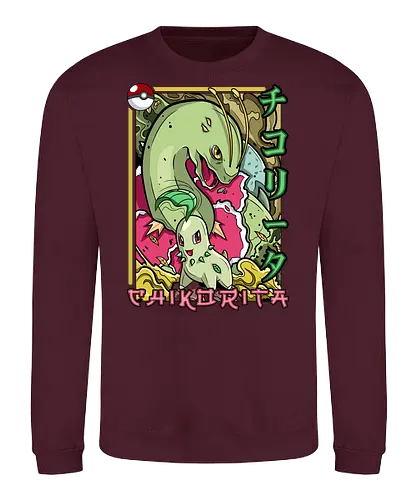 Johto Gras Pocket Duo - Lebendige Traditionelle Japanische Kunst - Johto Gras Pokemon Kunst, Pokemon Entwicklungs Duo, japanische Pokemon Kunst, Ukiyo-e Pokemon Druck, orientalisches Pokemon Design, Starter Pokemon Shirt, lebendige japanische Kunst, traditioneller Pokemon Druck, Gras Pokemon Design, Otaku Pokemon Shirt, Kanji Pokemon Kunst, exklusiver Geek Pokemon Druck, Gen Zwei Pokemon Design, Premium japanische Pokemon Kunst, Nerd Pokemon Shirt - Sweatshirt