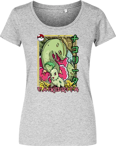 Johto Gras Pocket Duo - Lebendige Traditionelle Japanische Kunst - Johto Gras Pokemon Kunst, Pokemon Entwicklungs Duo, japanische Pokemon Kunst, Ukiyo-e Pokemon Druck, orientalisches Pokemon Design, Starter Pokemon Shirt, lebendige japanische Kunst, traditioneller Pokemon Druck, Gras Pokemon Design, Otaku Pokemon Shirt, Kanji Pokemon Kunst, exklusiver Geek Pokemon Druck, Gen Zwei Pokemon Design, Premium japanische Pokemon Kunst, Nerd Pokemon Shirt - Women T-Shirt