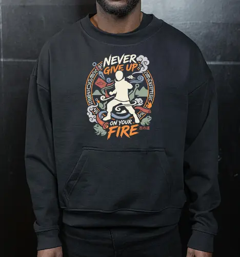 Will of Fire: The Ninja's Path - Naruto silhouette shirt, anime motivational graphic tee, Will of Fire apparel, shonen ninja streetwear, Hidden Leaf village design, never give up quote shirt, aesthetic otaku clothing, nostalgic anime merch, Japanese text ninja tee, anime hero fashion - Cropped Sweatshirt