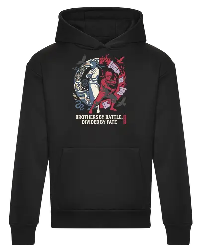 Divided by Fate: The Uchiha Clash - Sasuke and Itachi shirt, Uchiha brothers graphic tee, anime rivalry apparel, shonen ninja streetwear, dark aesthetic anime clothing, minimalist manga design, divided by fate quote, retro anime battle shirt, Japanese ninja fashion, otaku aesthetic tee - Heavyweight Hoodie