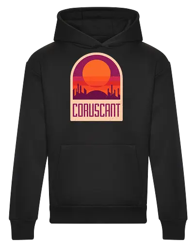 Coruscant - Geometric and minimalist series - Space Opera, 80s, badge, coruscant, film, galaxy, geometric, landscape, minimalist, retro, science fiction, space, movie, outerspace, scifi - Heavyweight Hoodie