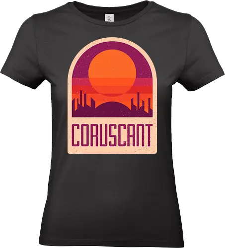 Coruscant - Geometric and minimalist series - Space Opera, 80s, badge, coruscant, film, galaxy, geometric, landscape, minimalist, retro, science fiction, space, movie, outerspace, scifi - Standard T-Shirt (Women)