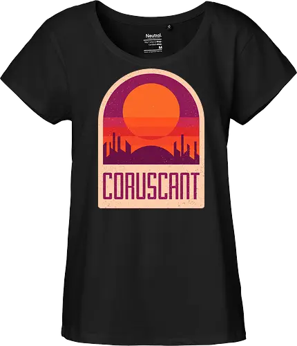 Coruscant - Geometric and minimalist series - Space Opera, 80s, badge, coruscant, film, galaxy, geometric, landscape, minimalist, retro, science fiction, space, movie, outerspace, scifi - Fairtrade Girl Shirt