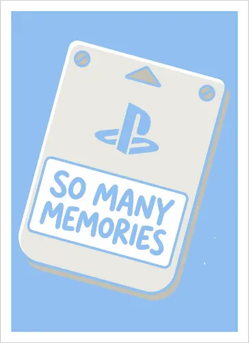 Save State: The Retro Memory Card - retro gaming shirt, PS1 memory card graphic, 90s gamer apparel, vintage console streetwear, minimalist video game tee, nostalgic tech clothing, save state design, classic gaming fashion, geek chic aesthetic - Artprint