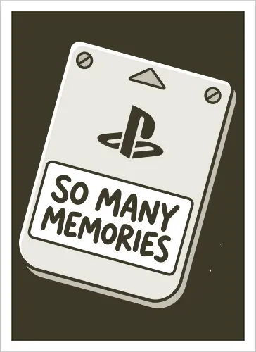 Save State: The Retro Memory Card - retro gaming shirt, PS1 memory card graphic, 90s gamer apparel, vintage console streetwear, minimalist video game tee, nostalgic tech clothing, save state design, classic gaming fashion, geek chic aesthetic - Artprint