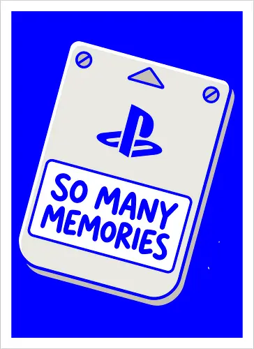 Save State: The Retro Memory Card - retro gaming shirt, PS1 memory card graphic, 90s gamer apparel, vintage console streetwear, minimalist video game tee, nostalgic tech clothing, save state design, classic gaming fashion, geek chic aesthetic - Artprint