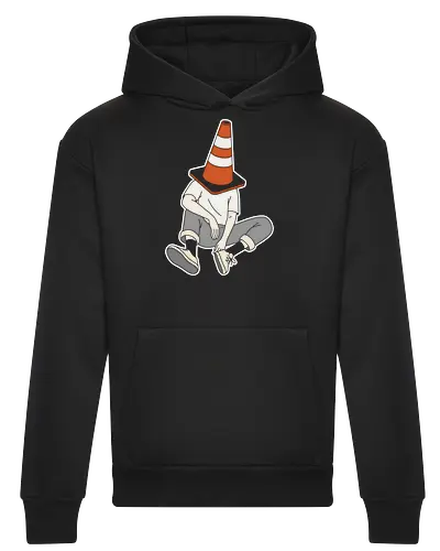 Under Construction: Introvert Mode - introvert shirt, traffic cone graphic, funny antisocial apparel, minimalist streetwear, quirky aesthetic tee, under construction design, relatable mood clothing, ironic humor shirt, shy person merch, urban indie fashion - Heavyweight Hoodie