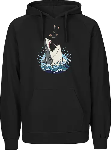 Apex Predator: The Great Dive - Great white shark shirt, ocean predator graphic tee, scuba diver apparel, marine biology streetwear, edgy shark design, retro ocean wave clothing, thriller movie aesthetic, sea monster merch, aesthetic surf fashion, deep blue sea tee - Fairtrade Hoodie